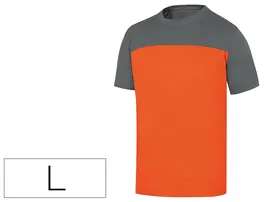 Deltaplus Camiseta de Algodón Bicolor Gris/Naranja Talla L Manga Corta 180g/m²