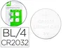 Q-connect Pila Boton Litio CR2032 3V Blister 4 Unidades