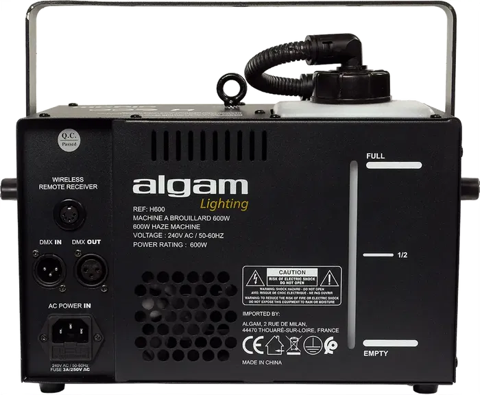 Algamlight Máquina de Niebla 600W con Control DMX y Temporizador, Salida 250m3/min, Depósito 1.2L, Pantalla LCD