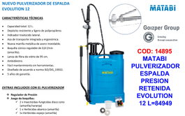 Matabi Evolution Pulverizador de mochila 12 l