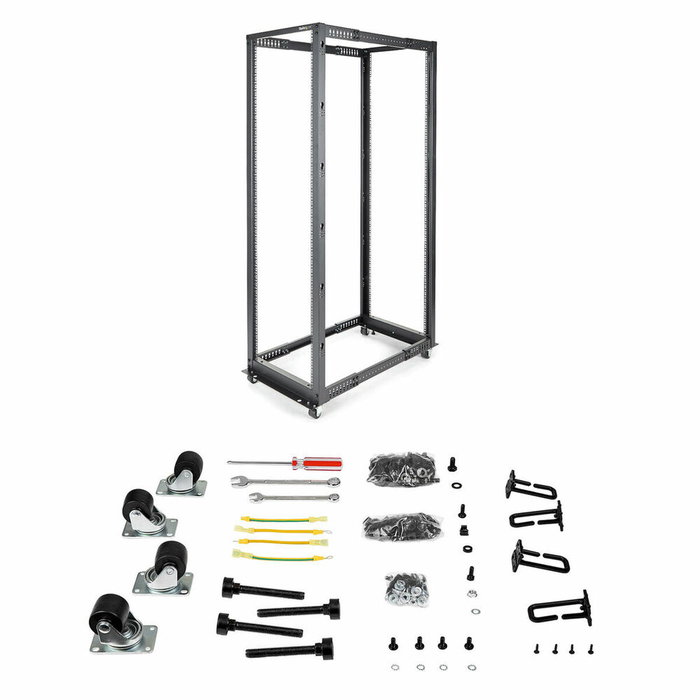 StarTech Rack de marco abierto 42U de 4 columnas con profundidad ajustable StarTech Rack de marco abierto 42U de 4 columnas con profundidad ajustable