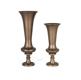 Giner y Colomer - Lote de 2 Jarrones Aluminio Bronce Envejecido 80x20cm y 62x25cm