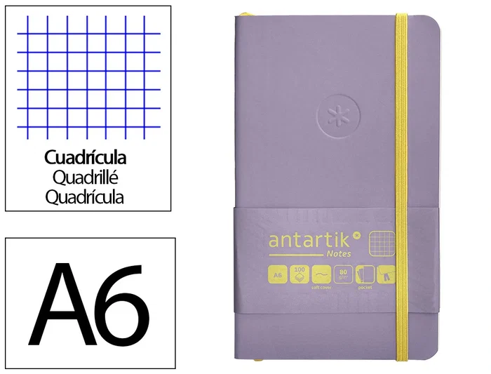 Antartik Cuaderno A6 Tapa Blanda Cuadriculado Morado y Amarillo 100 Hojas 80gr FSC Antartik Cuaderno A6 Tapa Blanda Cuadriculado Morado y Amarillo 100 Hojas 80gr FSC