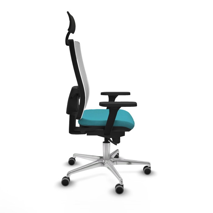 PIQUERAS Y CRESPO Silla de oficina Horna con mecanismo Sincro, Tela Turquesa y Malla Blanca PIQUERAS Y CRESPO Silla de oficina Horna con mecanismo Sincro, Tela Turquesa y Malla Blanca