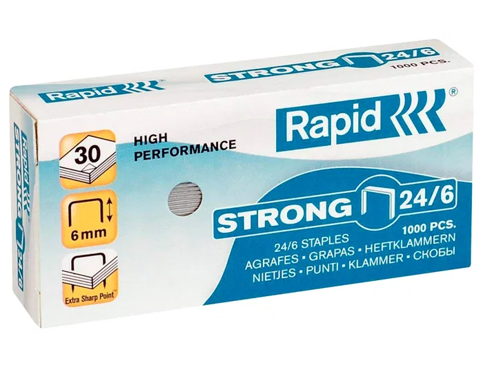 Rapid Grapas 24/6 Strong Galvanizadas Caja de 1000 Unidades Rapid Grapas 24/6 Strong Galvanizadas Caja de 1000 Unidades