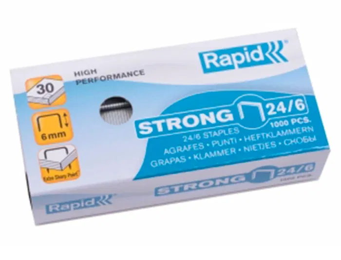 Rapid Grapas 24/6 Strong Galvanizadas Caja de 1000 Unidades Rapid Grapas 24/6 Strong Galvanizadas Caja de 1000 Unidades