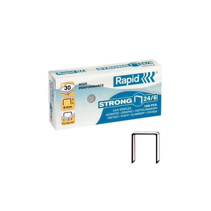 Rapid Grapas 24/6 Strong Galvanizadas - Set de 10 Cajas de 1000 Unidades Rapid Grapas 24/6 Strong Galvanizadas - Set de 10 Cajas de 1000 Unidades