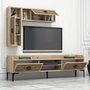 Hanah Home Conjunto Muebles Salón Industrial Roble - Mueble TV, Estante Pared y Mesa Centro - Diseño Moderno
