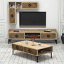 Hanah Home Conjunto Muebles Salón Industrial Roble - Mueble TV, Estante Pared y Mesa Centro - Diseño Moderno