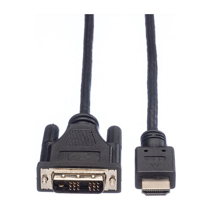 ROLINE Cable Adaptador DVI-D a HDMI 1.5 m Macho-Macho, 11.04.5516, Resolución Full HD 1080p, 1920x1200, Magnéticamente Protegido, Negro