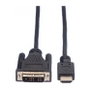 ROLINE Cable Adaptador DVI-D a HDMI 1.5 m Macho-Macho, 11.04.5516, Resolución Full HD 1080p, 1920x1200, Magnéticamente Protegido, Negro