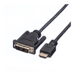 ROLINE Cable Adaptador DVI-D a HDMI 1.5 m Macho-Macho, 11.04.5516, Resolución Full HD 1080p, 1920x1200, Magnéticamente Protegido, Negro