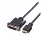 ROLINE Cable Adaptador DVI-D a HDMI 1.5 m Macho-Macho, 11.04.5516, Resolución Full HD 1080p, 1920x1200, Magnéticamente Protegido, Negro
