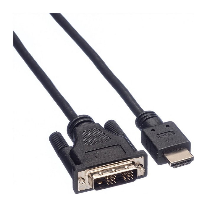 ROLINE Cable Adaptador DVI-D a HDMI 1.5 m Macho-Macho, 11.04.5516, Resolución Full HD 1080p, 1920x1200, Magnéticamente Protegido, Negro