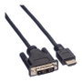 ROLINE Cable Adaptador DVI-D a HDMI 1.5 m Macho-Macho, 11.04.5516, Resolución Full HD 1080p, 1920x1200, Magnéticamente Protegido, Negro