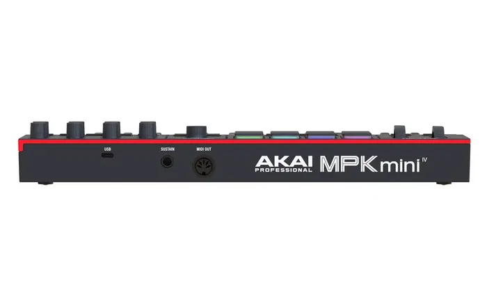 Akai Professional Controlador MIDI MPK Mini IV, 25 Teclas, 8 Pads RGB Retroiluminados, Pantalla a Color, USB-C, Color Negro