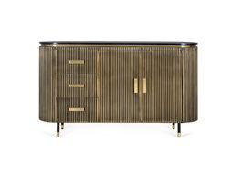 Giner & Colomer - Aparador en Madera de Mango y Bronce 150 cm con 3 Cajones y 2 Puertas, Mueble de Salón o Comedor