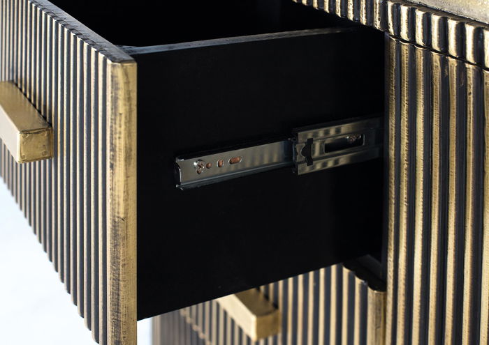 Giner & Colomer - Aparador en Madera de Mango y Bronce 150 cm con 3 Cajones y 2 Puertas, Mueble de Salón o Comedor Giner & Colomer - Aparador en Madera de Mango y Bronce 150 cm con 3 Cajones y 2 Puertas, Mueble de Salón o Comedor