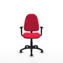 Silla de oficina Algarra con mecanismo Contacto permanente básico tapizada con Tela color Rojo. Equipada con Base poliamida negra, Brazos 1D y Ruedas de parqué