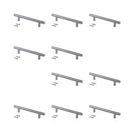 Emuca Lote de 10 tiradores para mueble Orlando, L136mm, intereje 96mm, Acero, Níquel satinado