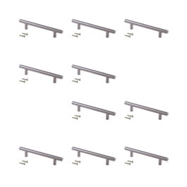 Emuca Lote de 10 tiradores para mueble Orlando, L136mm, intereje 96mm, Acero, Níquel satinado
