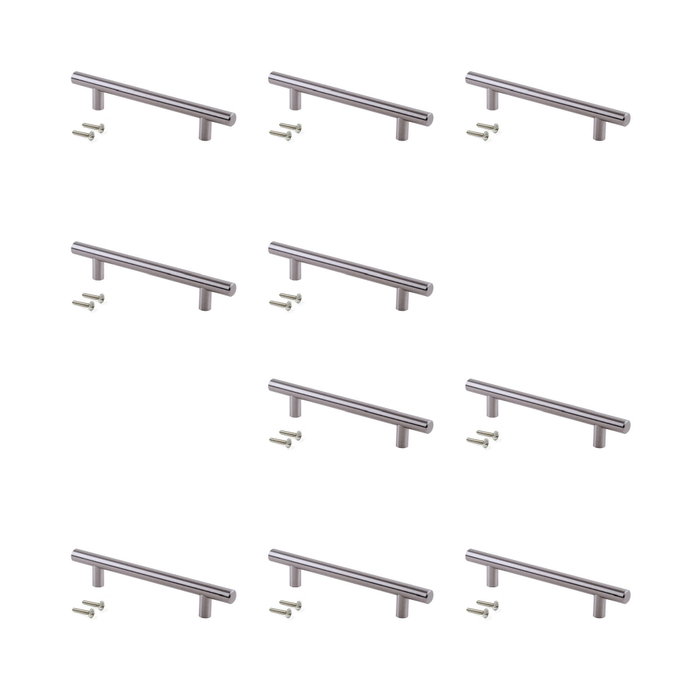 Emuca Lote de 10 tiradores para mueble Orlando, L136mm, intereje 96mm, Acero, Níquel satinado Emuca Lote de 10 tiradores para mueble Orlando, L136mm, intereje 96mm, Acero, Níquel satinado