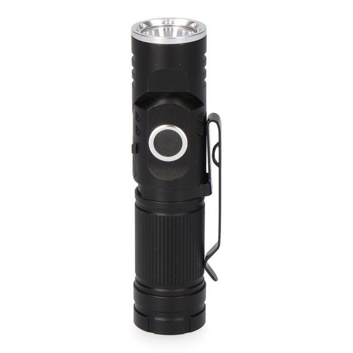 Edm Mini Linterna LED Nano Vortex, Aluminio, 8W 450 lm, Recargable USB C, Cabezal Direccionable 90°, Base Magnética, IP44