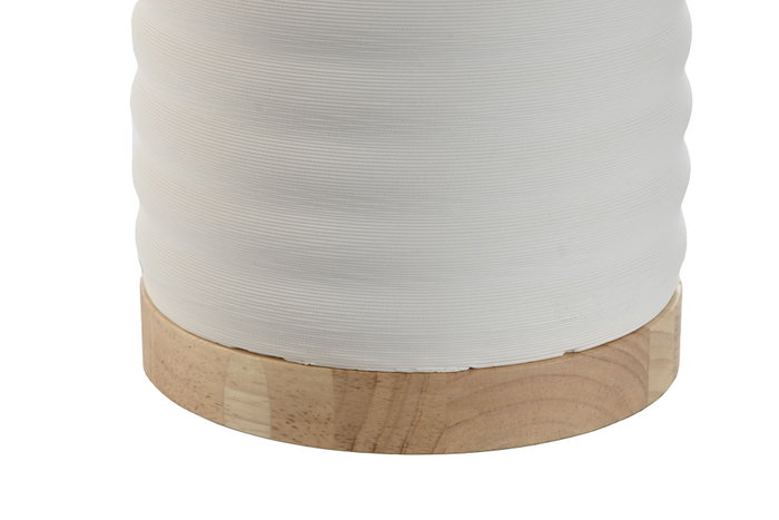 DKD Home Decor Lámpara de Sobremesa de Cerámica y Lino Blanco DKD Home Decor Lámpara de Sobremesa de Cerámica y Lino Blanco