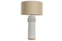 DKD Home Decor Lámpara de Sobremesa de Cerámica y Lino Blanco