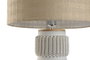 DKD Home Decor Lámpara de Sobremesa de Cerámica y Lino Blanco