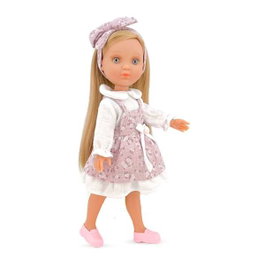 Berjuan Muñeca EVA Rubio Natural Pelo Largo con Vestido de Flores Lila