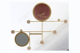 DKD Home Decor Perchero de Pared Dorado Rosa Metal Espejo Poliester 49 x 5 x 39 cm (4 Unidades)