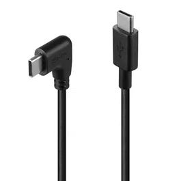 Lindy 32004 Cable USB-C a USB-C USB 2.0, 0.5m, Negro, Angular, 60W Power Delivery, Conectores Chapados en Oro
