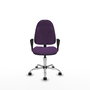 Silla de oficina Algarra con mecanismo Contacto permanente básico tapizada con Tela color Morado. Equipada con Base cromada, Brazos fijos y Ruedas de nailon 50 mm