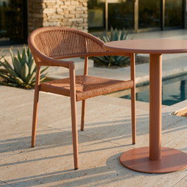 Silla Apilable Aluminio-Rattán Pe 56 X 58 X 76 cm (Set de 2)