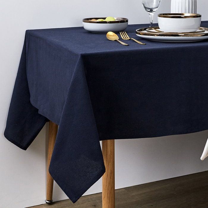 Home Deco Factory Mantel Azul Marino 140x250 cm Poliéster-Algodón