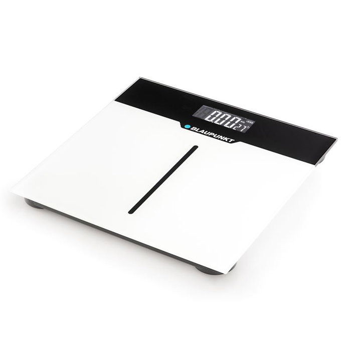 BLAUPUNKT Báscula de Baño Digital con Indicador de Temperatura y Superficie de Cristal Extraplana - Control de Peso y Salud
