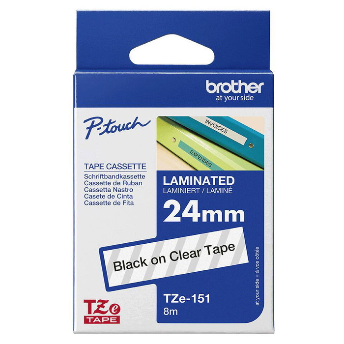 Brother TZe-151 Cinta Laminada 24mm Negro sobre Transparente