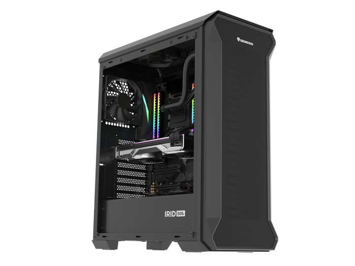 GENESIS Irid 505F Midi Tower Negro Gaming, Vidrio Templado GENESIS Irid 505F Midi Tower Negro Gaming, Vidrio Templado
