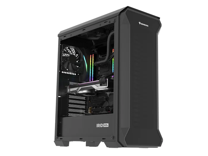 Genesis Irid 505F Caja Midi Tower Negra con Vidrio Templado
