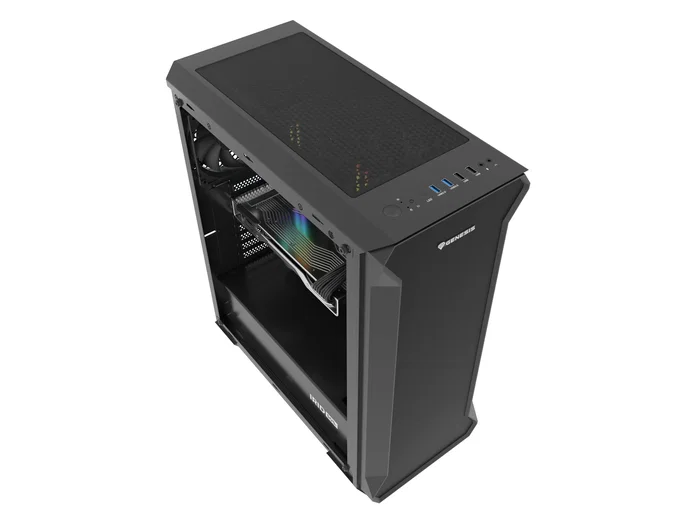 Genesis Irid 505F Caja Midi Tower Negra con Vidrio Templado