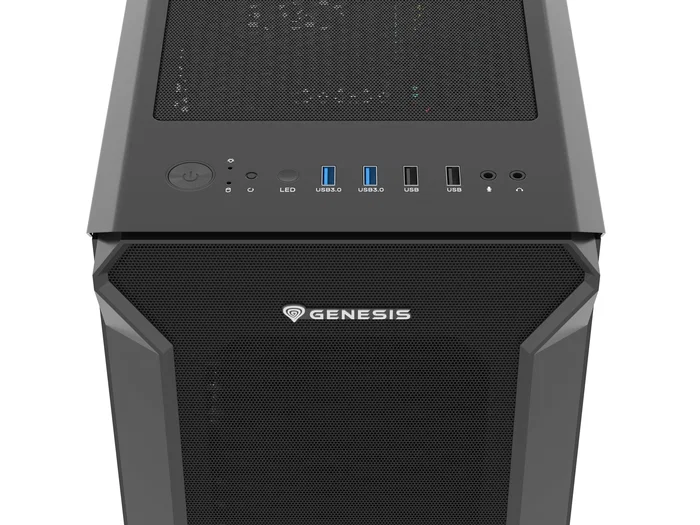 Genesis Irid 505F Caja Midi Tower Negra con Vidrio Templado
