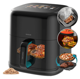 CECOTEC Cecofry & Grill Smokin' Prime 6500 Freidora de Aire con Función Ahumado y Grill 6.5 Litros 2200W - Negro