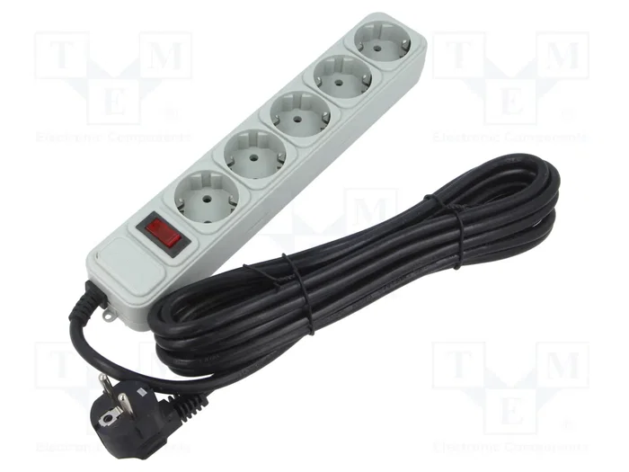 Gembird Regleta Energenie SPG3-B-15C con 5 enchufes Schuko y 4,5 m de cable, gris