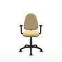 Silla de oficina Aýna con mecanismo Contacto permanente básico tapizada con Similpiel color Crema. Equipada con Base poliamida negra, Brazos 1D y Ruedas de parqué