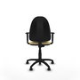 Silla de oficina Aýna con mecanismo Contacto permanente básico tapizada con Similpiel color Crema. Equipada con Base poliamida negra, Brazos 1D y Ruedas de parqué