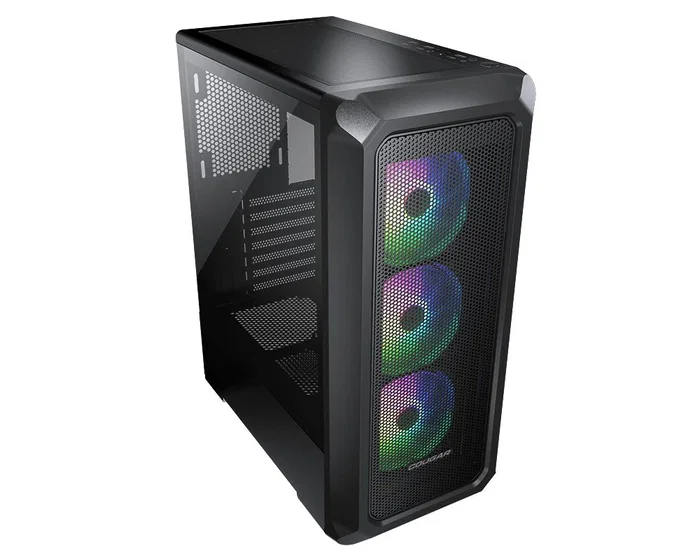 Cougar Archon 2 Mesh RGB - Caja PC Midi Tower Negra, Ventana Lateral de Cristal Templado, Compatible con ATX/micro-ATX/mini-in-itx, con 3 Ventiladores RGB Preinstalados