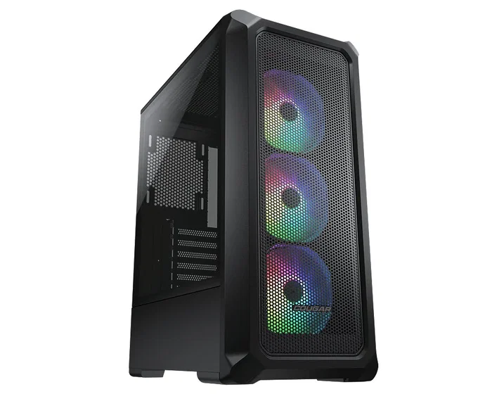 Cougar Archon 2 Mesh RGB - Caja PC Midi Tower Negra, Ventana Lateral de Cristal Templado, Compatible con ATX/micro-ATX/mini-in-itx, con 3 Ventiladores RGB Preinstalados