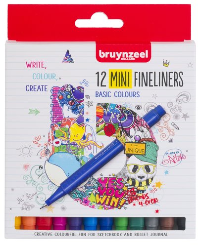 Bruynzeel Set de 12 Mini Rotuladores de Punta Fina de 0,4 mm