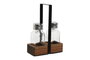DKD Home Decor Salero Set de 2 Piezas 6 x 17.5 x 12 cm Negro y Natural Cristal y Acacia